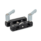 GN 474.3 - Parallel mounting clamps with adjustable spindle, Aluminum, Type K, with two hand levers and two socket cap screws