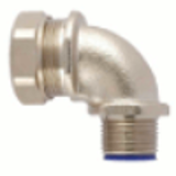 LTP-C90 - 90°  elbow, external thread, nickel plated brass, conduit fitting