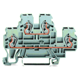 870-501 - Double-deck terminal block, Through/through terminal block, L/L, for DIN-rail 35 x 15 and 35 x 7.5, 2.5 mm², CAGE CLAMP®