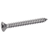 Reference 64408 - Raised countersunk tapping screw form C cross recess pozidrive - ISO 7050 DIN 7982 - Stainless steel A4