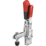 AMF 6802S - Vertical toggle clamp with safety latch with open clamping arm and vertical base