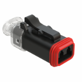 AT06-2S-LED24VX1 - 2 Position LED Plug, Socket, 24V, RVP Circuit, Reduced Diameter Seal, Clear Endcap, Green LED, Black