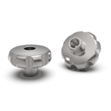 BK38.0054.INOX - Solid star knobs with through thread, solid stainless steel