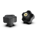 BK38.0109 - Star knob nuts with short dead-end thread, with 5 grip-recesses, pleasant feel