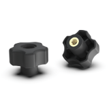 BK38.0110 - Star knob nuts with through thread, with 5 grip-recesses