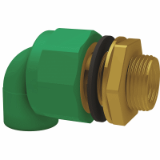 BR PP-RCT-Bronze/LFB Transition-Elbow 90 hollow wall mount male-thread-cyl green