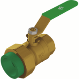BR PP-RCT Transition-Ball valve Brass female-thread-cyl with union-nuts O-Ring-gasket-EPDM 20°C/1.0MPa green