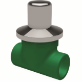 BR PP-RCT-Brass Valve straight concealed with winged wheel + cap green