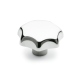DIN6336 - Star knobs, Aluminum, Type D with threaded through bore