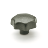 DIN6336 - Star knobs, Cast iron, Type D with threaded through bore