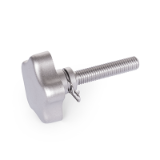 GN5334.13 - Stainless Steel-Star knobs with loss protection with threaded stud, Type A, only with retaining ring