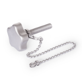 GN5334.13 - Stainless Steel-Star knobs with loss protection with threaded stud, Type K, with ball chain