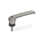 GN927.5 - Stainless Steel-Clamping levers with eccentrical cam with threaded stud, Type A, Plastic contact plate with setting nut