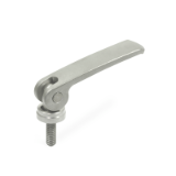 GN927.7 - Stainless Steel-Clamping levers with eccentrical cam with threaded stud, Type A, Stainless Steel contact plate with setting nut