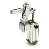 GN862 - Toggle clamps pneumatic, with angled base, Type APV3, U-bar version, with two flanged washers