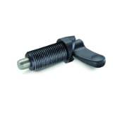 GN672 - Cam action indexing plungers with Plastic guide, Type AK, with lock nut