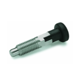 GN717 - Stainless Steel-Indexing plungers, Type CK with rest position (knob), with lock nut