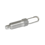 GN717 - Stainless steel-Indexing plungers, Type D with wire loop, without lock nut