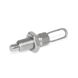GN717 - Stainless Steel-Indexing plungers, Type DK with wire loop, with lock nut