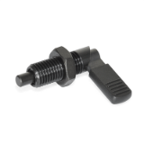 GN721.1 - Cam action indexing plungers, Type LBK, Left-hand lock, with plastic cover, with lock nut