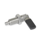 GN721.6 - Stainless Steel-Cam action indexing plungers, Type LBK, Left-hand lock, with plastic cover, with lock nut