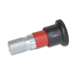 GN816-ARK - Locking plungers, Type ARK, with knob, sleeve red, with lock nut