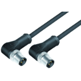 Connecting cable male angled connector M12x1 - male angled connector M12x1 , TPE black, shielded