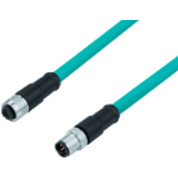 Connection cable female cable connector - male cable connector, TPE blue-green, shielded