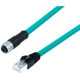 Connection cable female cable connector M12x1 - RJ45, TPE blue-green, shielded