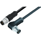 Connection cable male cable connector M12x1 - male angled connector M12x1, TPE black,, shielded