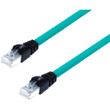 Connection cable RJ45 - RJ45, TPE blue-green, shielded