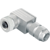 Female angled connector, CAT 5, screw clamp connection, iris type spring, cable aperture 5-8mm, shieldable, UL