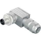 Male angled connector, CAT 5, screw clamp connection, iris type spring, cable aperture 5-8mm, shieldable, UL