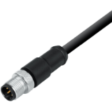 Male cable connector, TPE black, shielded, UL