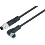 connection cable male cable connector M8 x 1 - female angled connector M8 x 1, overmolded, TPE black, unshielded, UL