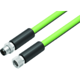 Connection cable,  male cable connector M8 x 1 - female cable connector M8 x 1, moulded on cable, PUR green, shielded