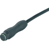 Female cable connector, black, injected onto cable