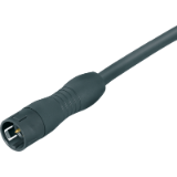 Male cable connector, black, injected onto cable