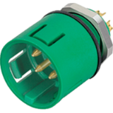 Male panel mount connector, green, solder