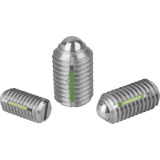 B0023 - Spring plungers with slot and ball, LONG-LOK secured, stainless steel