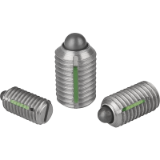B0025 - Spring plungers with slot and thrust pin, LONG-LOK secured, stainless steel