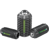 B0026 - Spring plungers with hexagon socket and ball, LONG-LOK secured, steel