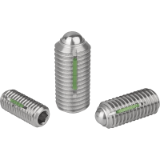 B0027 - Spring plungers with hexagon socket and ball, LONG-LOK secured, stainless steel