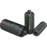 B0028 - Spring plungers with hexagon socket and thrust pin, LONG-LOK secured, steel