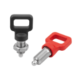 B0525 - Indexing plungers steel or stainless steel with plastic eyelet grip