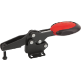 B0383 - Toggle clamps horizontal with safety interlock with flat foot and adjustable clamping spindle