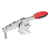 B0384 - Toggle clamps horizontal with flat foot and adjustable clamping spindle, stainless steel