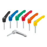 B0221 - Clamping levers, plastic with external thread, steel parts trivalent blue passivated