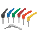 B0225 - Clamping levers with plastic handle external thread, metal parts stainless steel