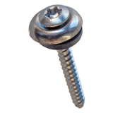 BN 20546, BN 20547 Hexalobular (6 Lobe) socket oval countersunk head building screws with slot, assembled with finishing washer and sealing ring